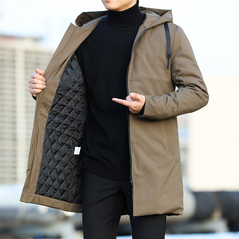 Men's Mid-Length Harrington Quilted Hooded Coat