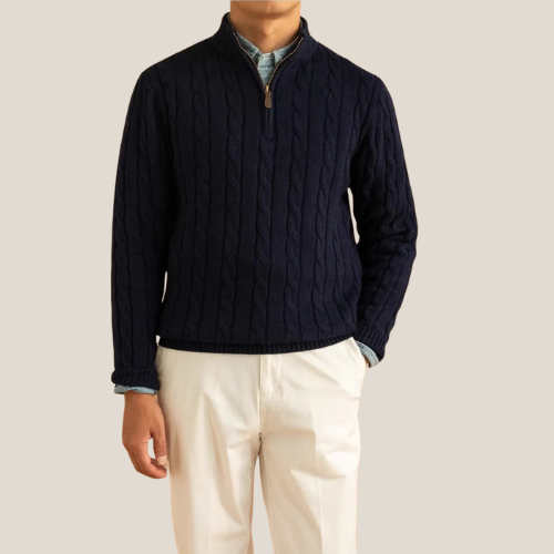 Westbrook - Cable Knit Zip-Up Sweater