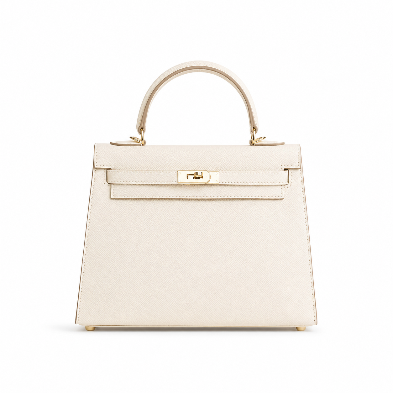 Structured Leather Top Handle Bag