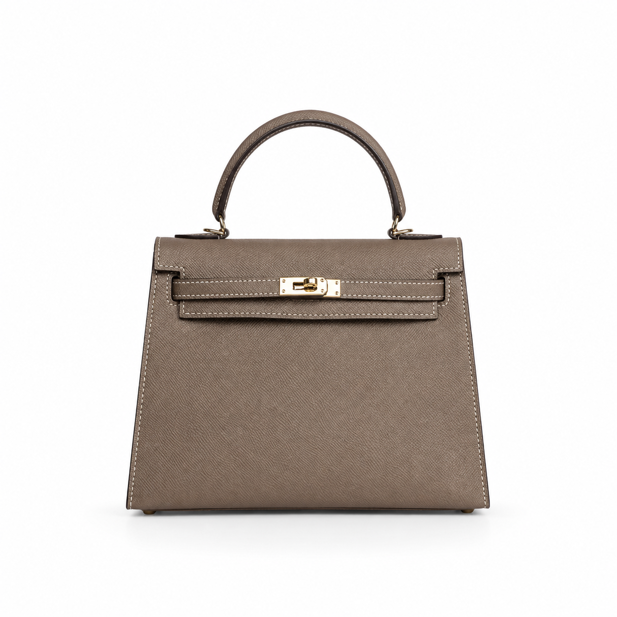 Structured Leather Top Handle Bag