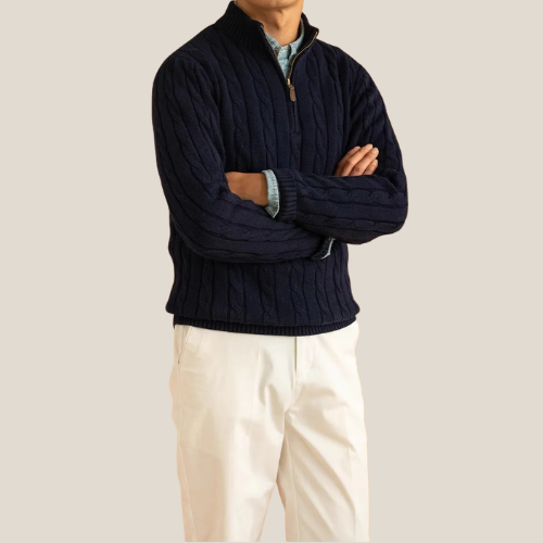 Westbrook - Cable Knit Zip-Up Sweater