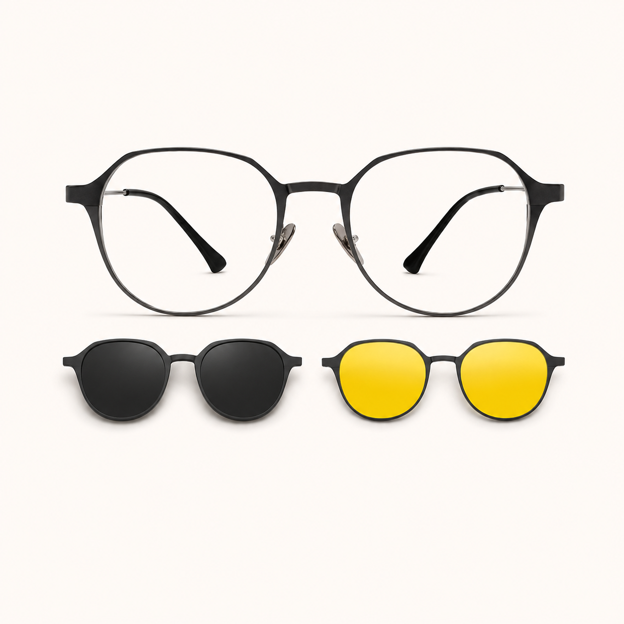 3-in-1 Oval Clip-On Glasses