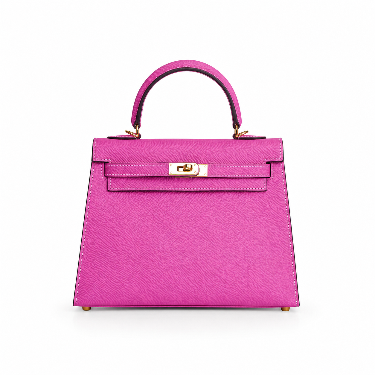 Structured Leather Top Handle Bag