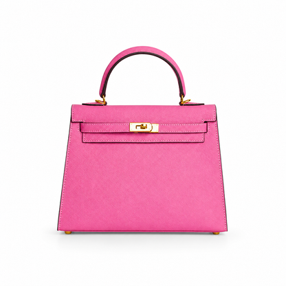 Structured Leather Top Handle Bag