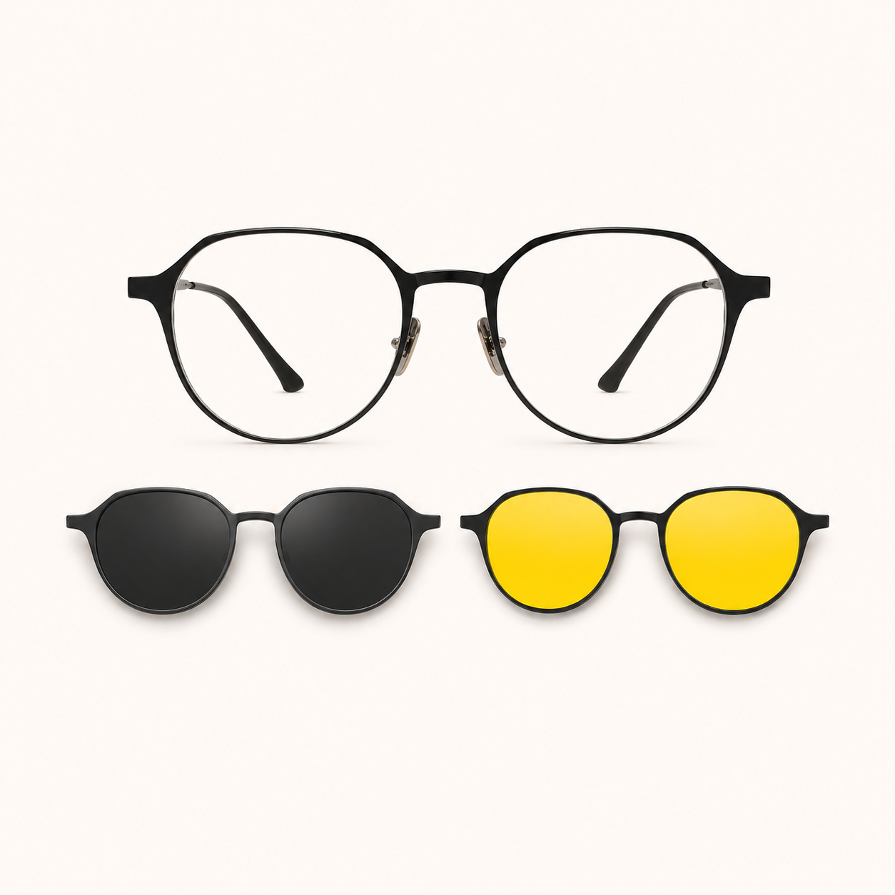3-in-1 Oval Clip-On Glasses