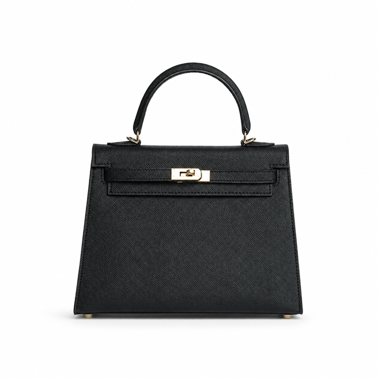 Structured Leather Top Handle Bag