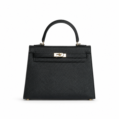 Structured Leather Top Handle Bag