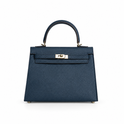 Structured Leather Top Handle Bag