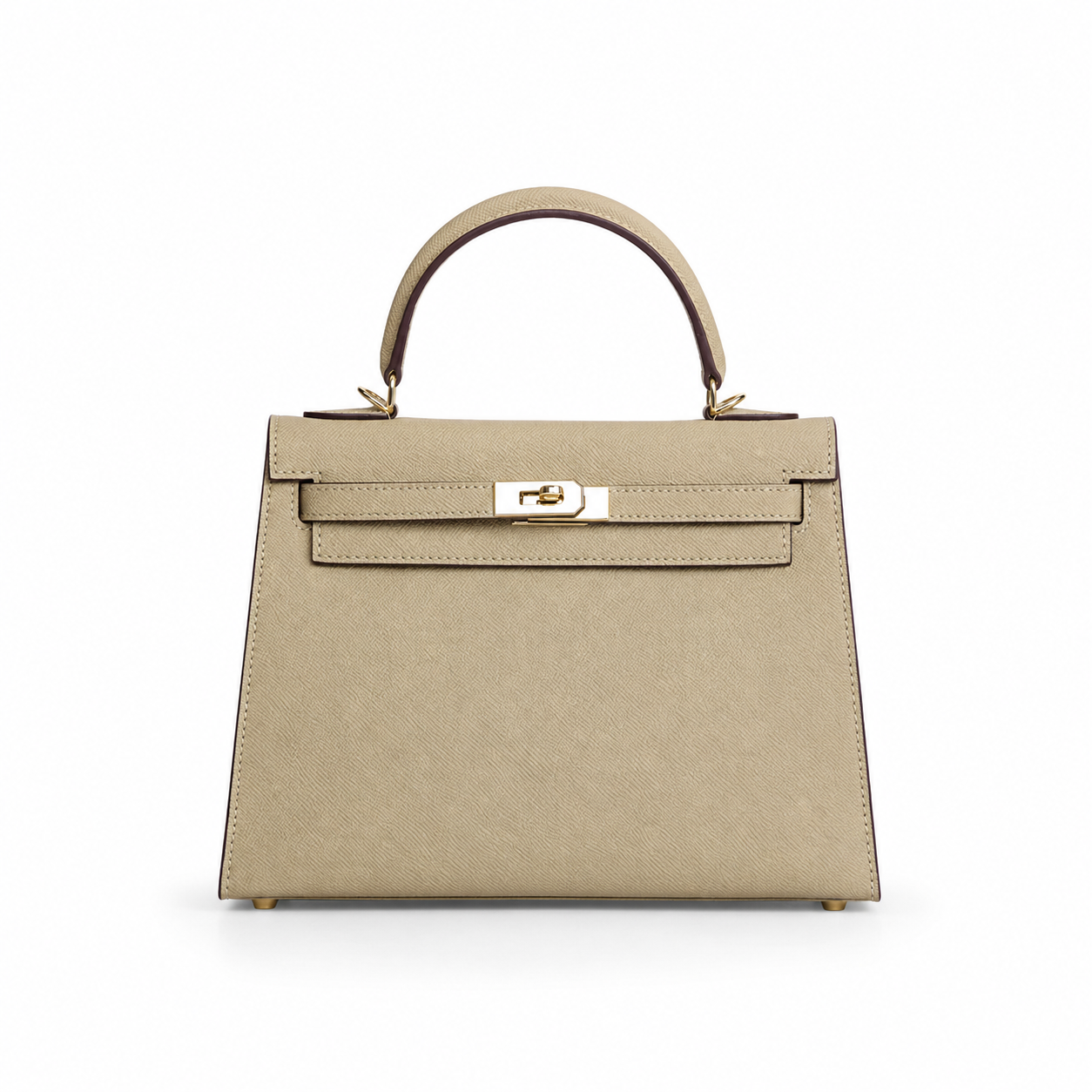 Structured Leather Top Handle Bag