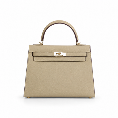 Structured Leather Top Handle Bag