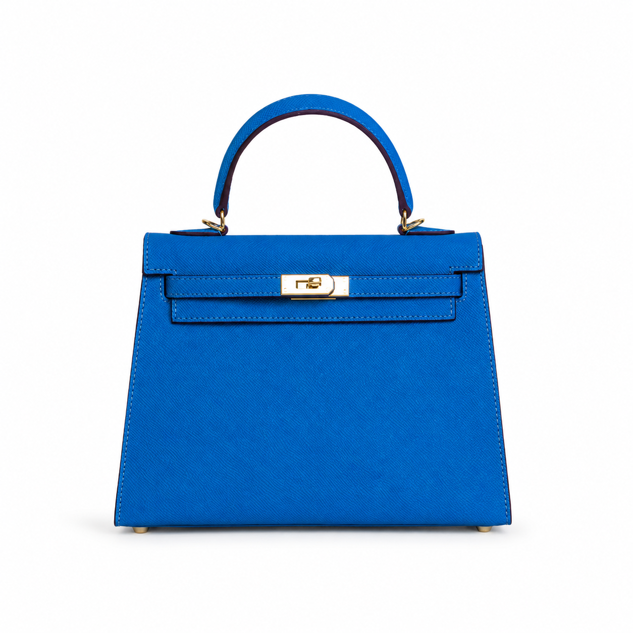 Structured Leather Top Handle Bag