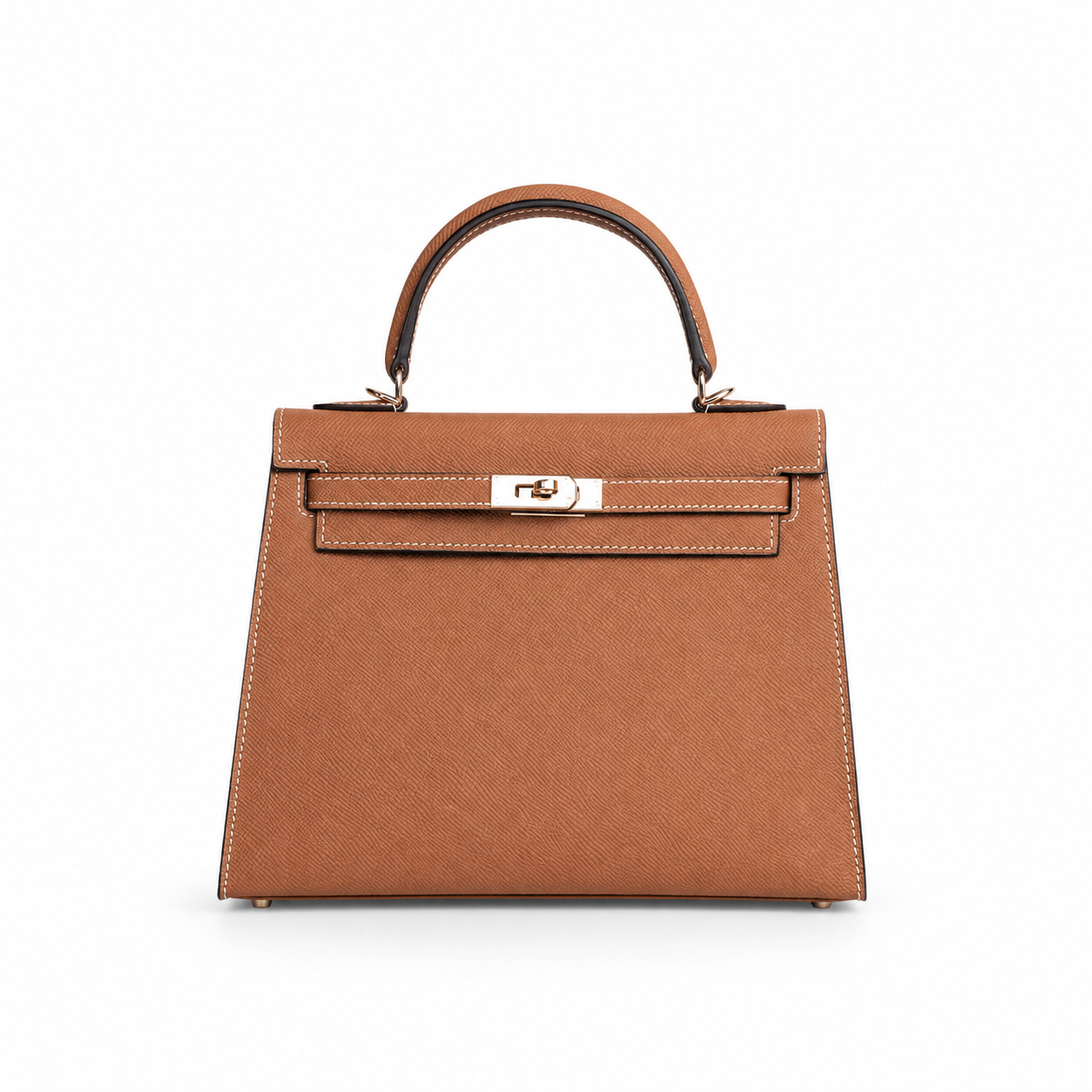Structured Leather Top Handle Bag