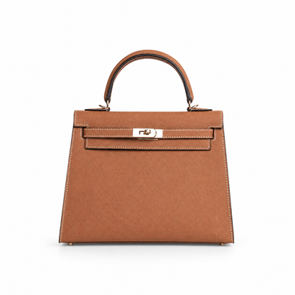 Structured Leather Top Handle Bag