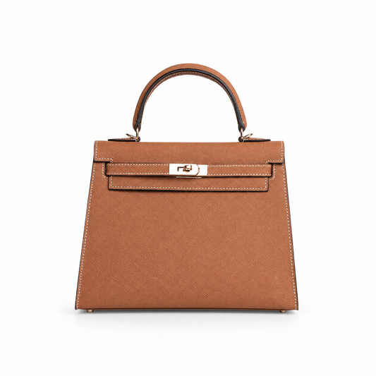 Structured Leather Top Handle Bag