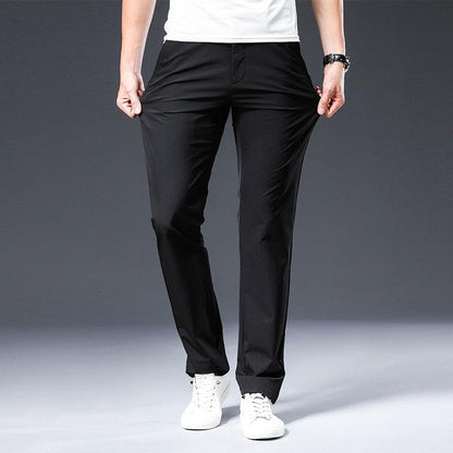 Herren-elegante-gerade-geschnittene-schwarze-hose-mit-schmalem-taillenbund
