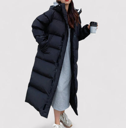 Women's Long Black Harlow Waterproof Puffer Coat Parka Jacket