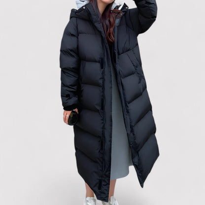 Women's Long Black Harlow Waterproof Puffer Coat Parka Jacket