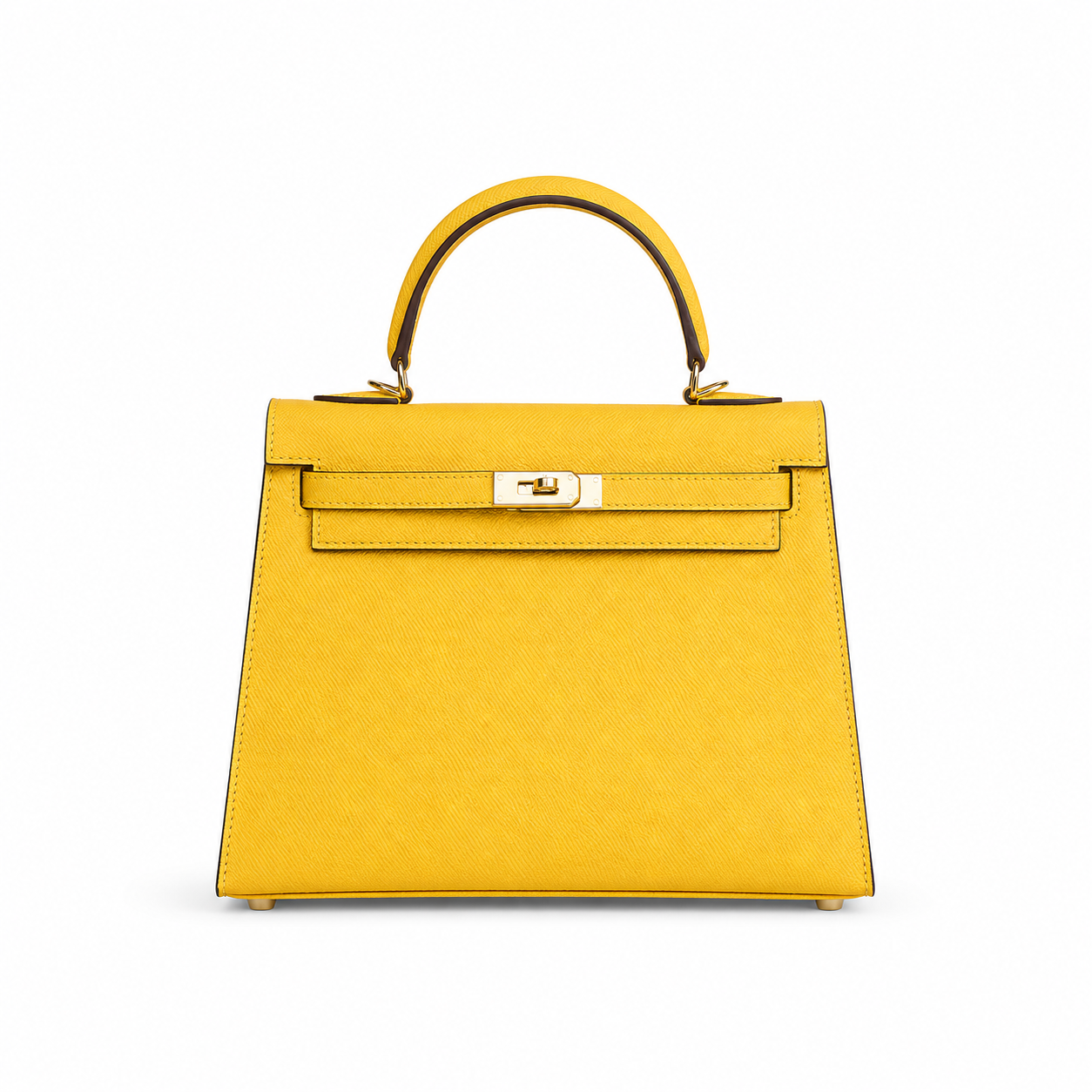 Structured Leather Top Handle Bag