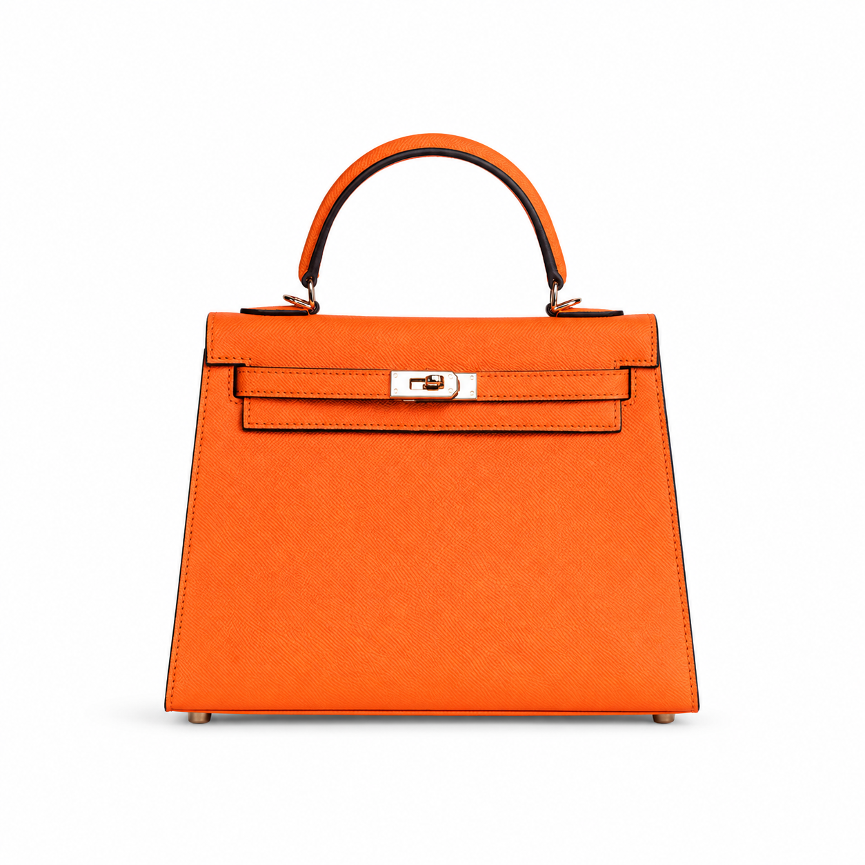 Structured Leather Top Handle Bag