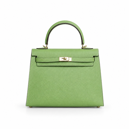 Structured Leather Top Handle Bag