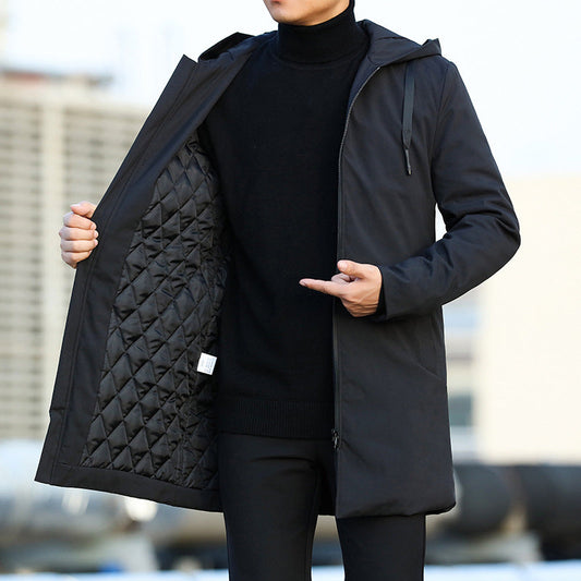 Men's Mid-Length Harrington Quilted Hooded Coat