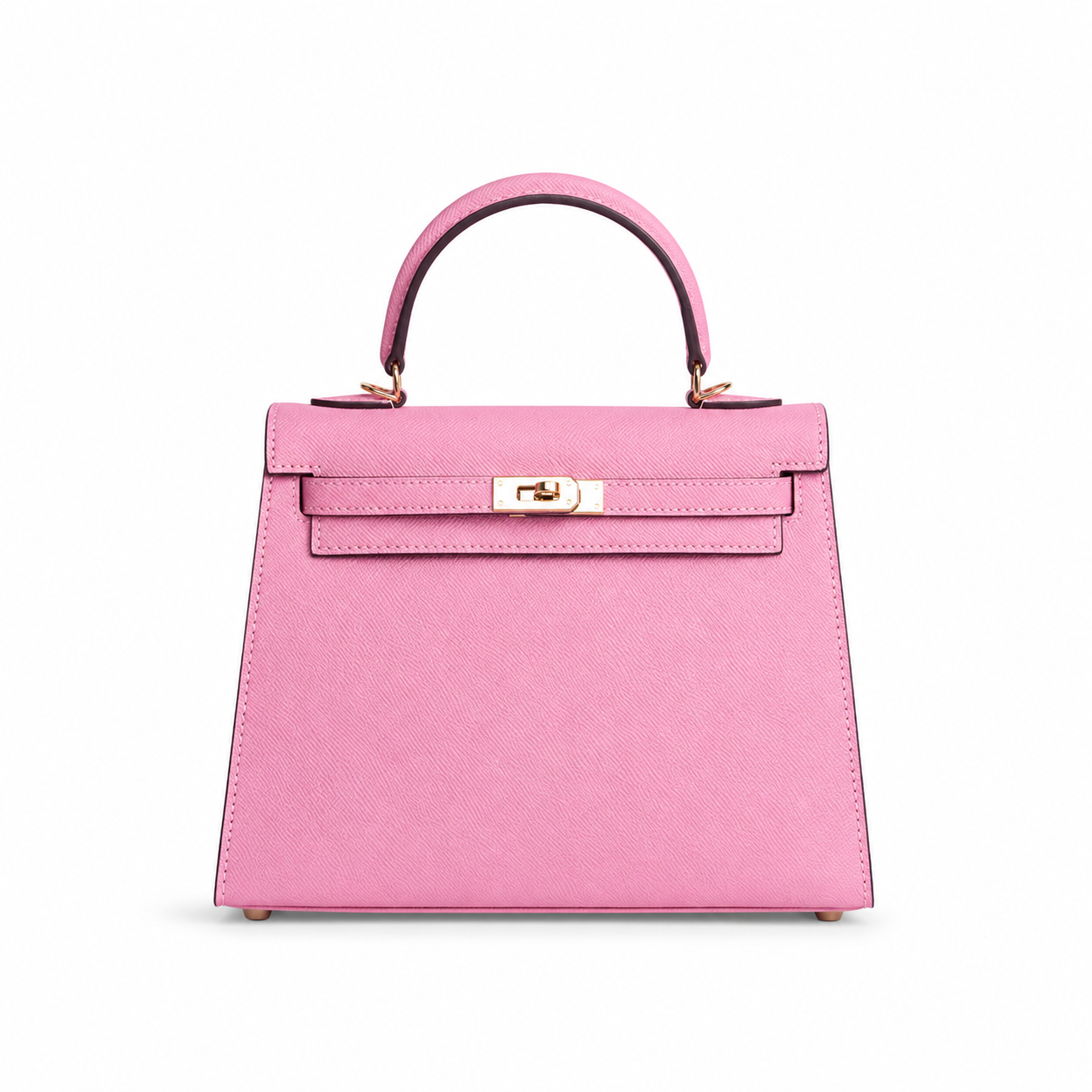 Structured Leather Top Handle Bag