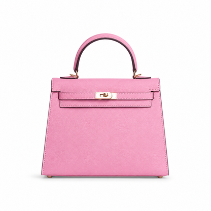 Structured Leather Top Handle Bag