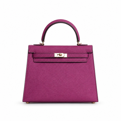 Structured Leather Top Handle Bag